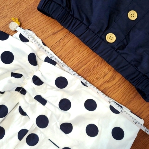 NWOT Rare Editions Solid Knit Navy Top Polka Dot Shorts Nautical Beach Set Sz 7 - Picture 7 of 17